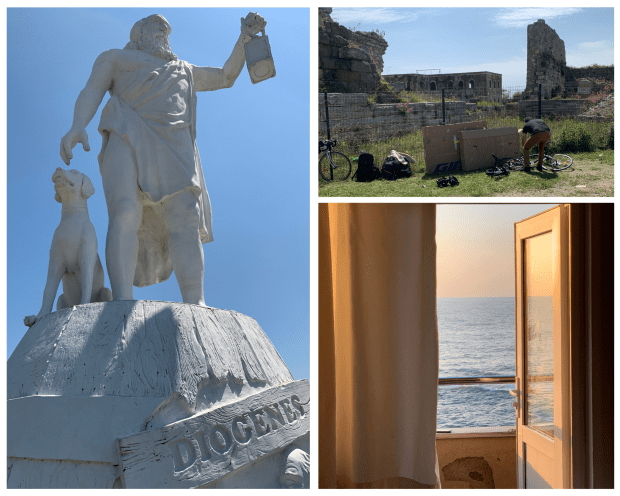 voyage vélo à sinope en turquie et statue de diogene