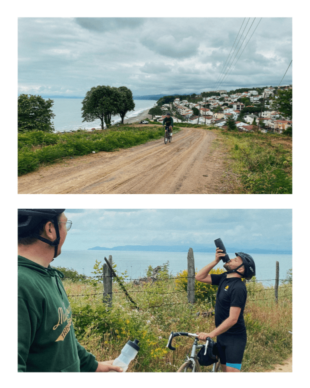 cyclistes sur la côte de la mer noire en turquie